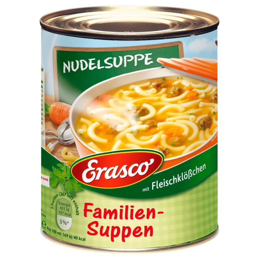 Erasco Familien-Suppen Nudelsuppe mit Fleischklößchen 800g